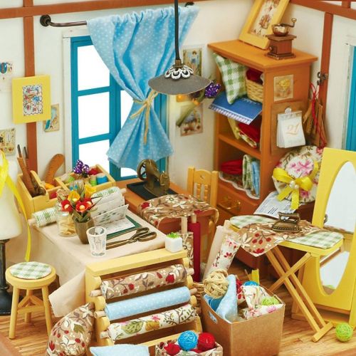  [아마존 핫딜]  [아마존핫딜]Rolife DIY Puppenhaus mit Licht Schneider Miniatur Haus Modell Spielzeug fuer Madchen Erwachsene-Top Mini Puppenhaus Design fuer Kinder 14 Jahre Alt und alter(Lisas Tailor)