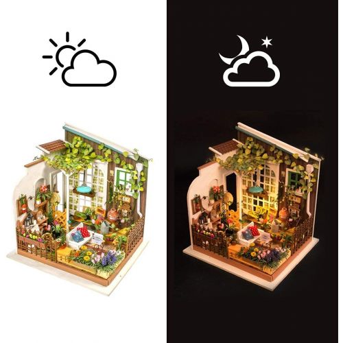  Rolife Dollhouse DIY Miniature Set-Model Building Kit-Self Assembly Construction Fairy Playset-Home Decor-Christmas Birthday Gifts for Boys Girls Women Friends (Millers Garden)