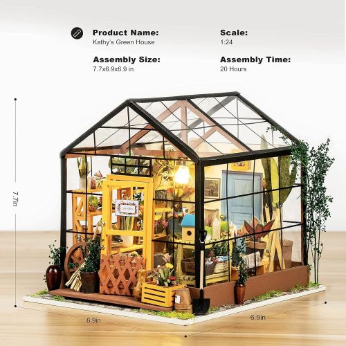  Rolife DIY Miniature Dollhouse Craft Model Kit for Adults to Build Simons Coffee & Cathys Greenhouse