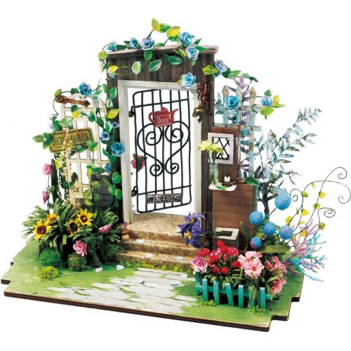  Rolife Dollhouse DIY Craft House Kit-Small Sized Miniature with Accessories and LED-Wooden Model Building Set-Christmas Birthday Gifts for Boys Girls Women Friends(Garden Entrance)