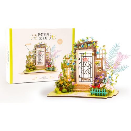  Rolife Dollhouse DIY Craft House Kit-Small Sized Miniature with Accessories and LED-Wooden Model Building Set-Christmas Birthday Gifts for Boys Girls Women Friends(Garden Entrance)