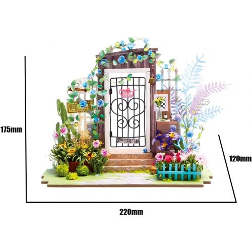  Rolife Dollhouse DIY Craft House Kit-Small Sized Miniature with Accessories and LED-Wooden Model Building Set-Christmas Birthday Gifts for Boys Girls Women Friends(Garden Entrance)