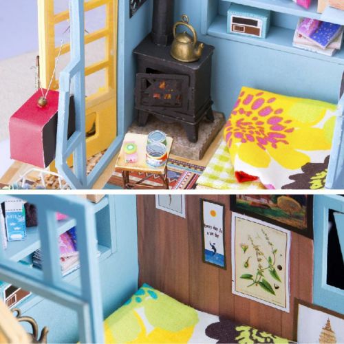  Rolife Miniature Dollhouse-DIY Wooden House Kit-3D House Puzzle Model-Creative Room Decorations with Furniture and LED-Best Birthday and Valentines Day Gift