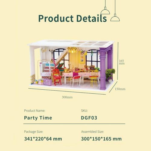  Rolife DIY Miniature Dollhouse Kit 1/24 Scale House Diorama Creative Gifts for Girl Teens/Adults(Party Time)