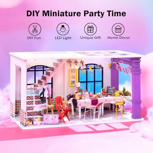  Rolife DIY Miniature Dollhouse Kit 1/24 Scale House Diorama Creative Gifts for Girl Teens/Adults(Party Time)