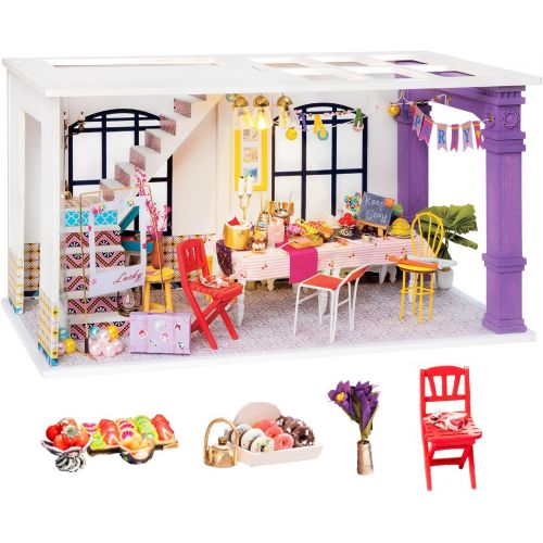  Rolife DIY Miniature Dollhouse Kit 1/24 Scale House Diorama Creative Gifts for Girl Teens/Adults(Party Time)