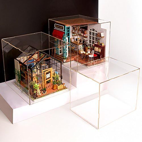  Rolife Dust Cover for Miniature Dollhouse, Transparent Display Case Dust Proof Prevention (for DG101-9)