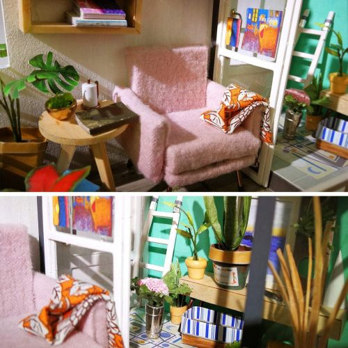  Rolife DIY Miniature Dollhouse Kit,Fancy Balcony with Furniture,Wooden Dollhouse Kit for Kids,Toy Playset Gift for Teens,Best Birthday/Christmas/Valentines Day Gift for Women and G