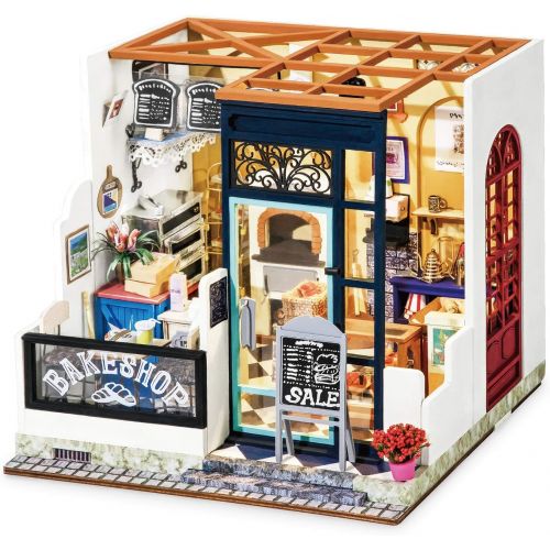  Rolife DIY Wooden Dollhouse Kit with Miniature Furniture,Model Building Kits with Accessories and LED, for Kids(Nancys Bake Shop)