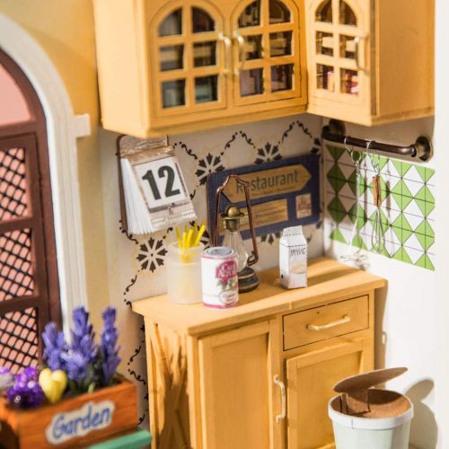  Rolife DIY Miniature Dollhouse Kit Kitchen Diorama Scale Model Gifts for Teens/Adults (Mrs Charlies Dinning Room)