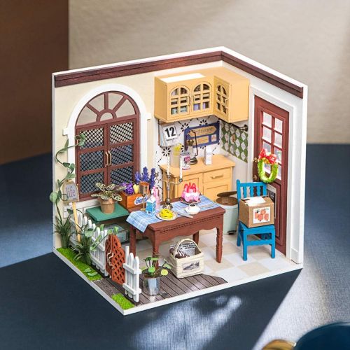  Rolife DIY Miniature Dollhouse Kit Kitchen Diorama Scale Model Gifts for Teens/Adults (Mrs Charlies Dinning Room)