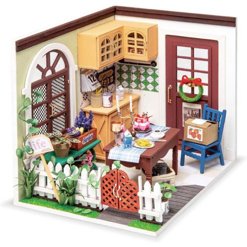  Rolife DIY Miniature Dollhouse Kit Kitchen Diorama Scale Model Gifts for Teens/Adults (Mrs Charlies Dinning Room)