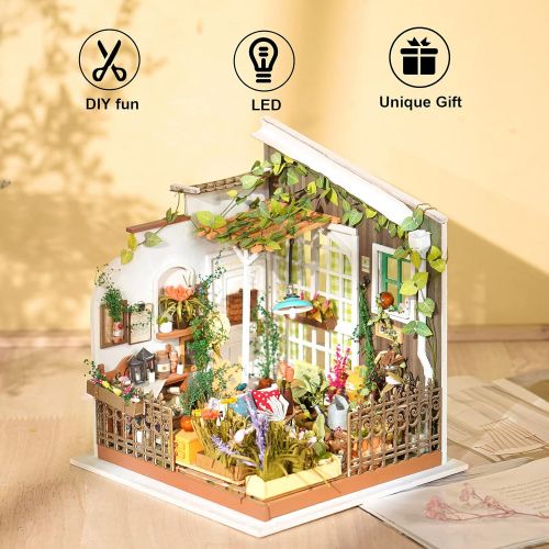  Rolife Dollhouse DIY Miniature Set-Model Building Kit-Self Assembly Construction Fairy Playset-Home Decor-Christmas Birthday Gifts for Boys Girls Women Friends (Millers Garden)