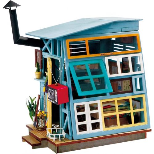  Rolife Dollhouse DIY Craft House Kit-Small Sized Miniature with Accessories and LED-Wooden Model Building Set-Christmas Birthday Gifts for Boys Girls Women Friends(Wooden Hut)