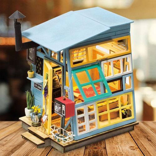  Rolife Dollhouse DIY Craft House Kit-Small Sized Miniature with Accessories and LED-Wooden Model Building Set-Christmas Birthday Gifts for Boys Girls Women Friends(Wooden Hut)