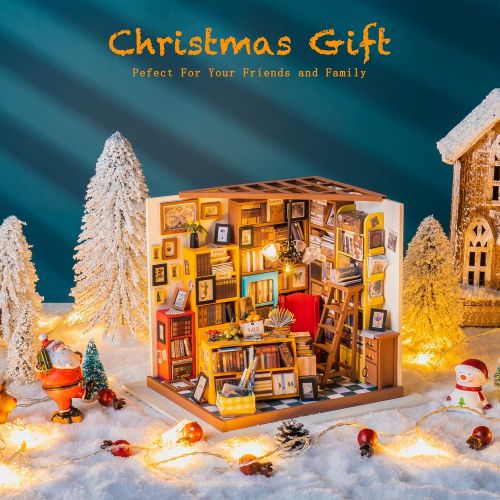  Rolife DIY Miniature Dollhouse Craft Kits for Adults Mini Book Nook Model Building Set Christmas/Birthday Gift (Sam’s Study)