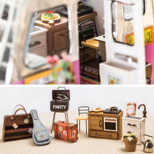  Rolife Miniature Dollhouse-DIY Wooden House Kit-3D House Puzzle Model-Creative Room Decorations with Furniture and LED-Best Birthday and Valentines Day Gift