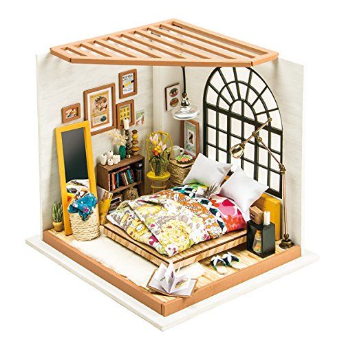  Rolife DIY Miniature Dollhouse Kit,Dreamy Bedroom with Furniture,Wooden Dollhouse Kit for Kids,Toy Playset Gift for Teens,Best Birthday/Christmas/Valentines Day Gift for Women and