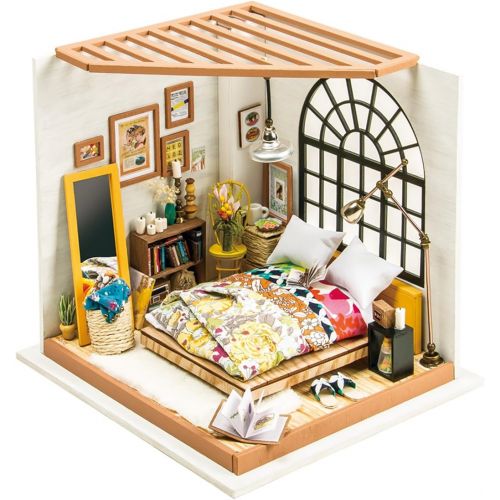  Rolife DIY Miniature Dollhouse Kit,Dreamy Bedroom with Furniture,Wooden Dollhouse Kit for Kids,Toy Playset Gift for Teens,Best Birthday/Christmas/Valentines Day Gift for Women and