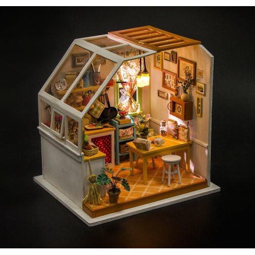  Rolife Dollhouse DIY Miniature Kit with Light-Wooden Mini House Set to Build-Handmade Playset with Accessories-Christmas Birthday Gifts for Boys Girls Women Friends (Jasons Kitchen