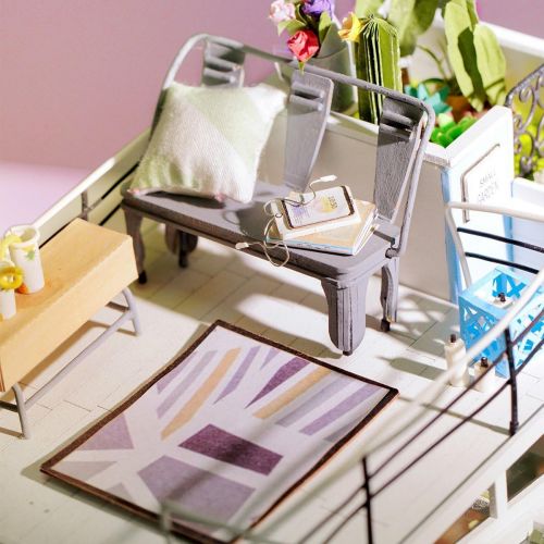  Rolife DIY Miniature Dollhouse Kit Duplex Loft Model Building Sets Gifts for Teens/Adults (Doras Loft)