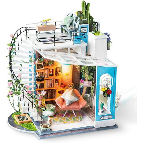  Rolife DIY Miniature Dollhouse Kit Duplex Loft Model Building Sets Gifts for Teens/Adults (Doras Loft)