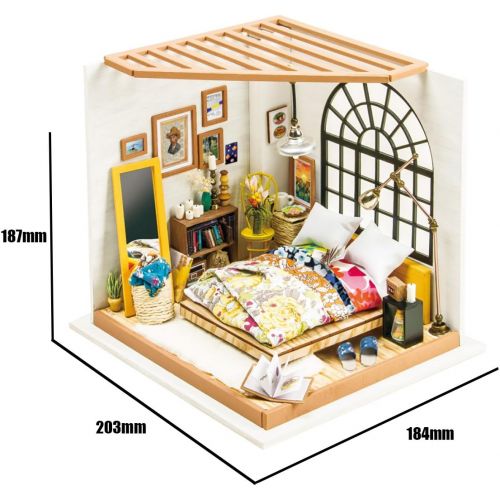  Rolife Dollhouse DIY Miniature Kits with Furniture 1/24 Scale Bedroom Model Gifts for Teens/Grown-ups (Alices Dreamy Bedroom)