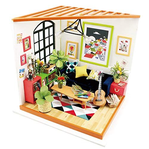  Rolife Dollhouse DIY Miniature Kits -1/24 Scale Living Room Model Gifts for Teens/Grown-ups (Locuss Sitting Room)