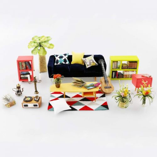  Rolife Dollhouse DIY Miniature Kits -1/24 Scale Living Room Model Gifts for Teens/Grown-ups (Locuss Sitting Room)