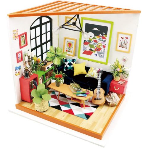  Rolife Dollhouse DIY Miniature Kits -1/24 Scale Living Room Model Gifts for Teens/Grown-ups (Locuss Sitting Room)