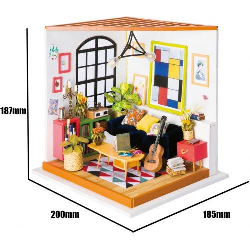  Rolife Dollhouse DIY Miniature Kits -1/24 Scale Living Room Model Gifts for Teens/Grown-ups (Locuss Sitting Room)