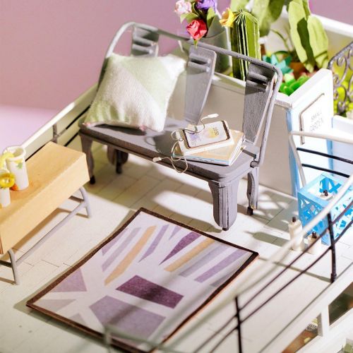  Rolife Dollhouse DIY Miniature Room Set-Wood Craft Construction Kit-Wooden Model Building Toys-Mini Doll House-Creative Birthday Gifts for Boys Girls Women and Friends (Spiral Stai