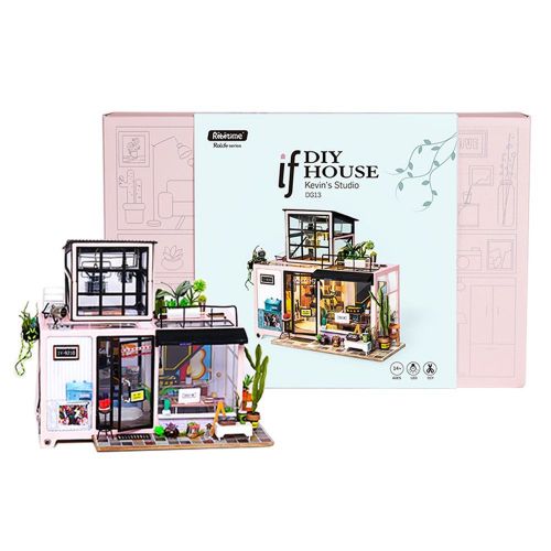  Rolife Dollhouse DIY Miniature Room Set-Wood Craft Construction Kit-Wooden Model Building Toys-Mini Doll House-Creative Birthday Gifts for Boys Girls Women and Friends (Fashion Stu