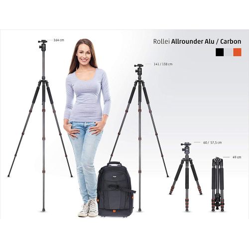  [아마존베스트]Rollei traveller lightweight travel tripod with ball head, compatible with DSLR and DSLM cameras including monopod, Arca Swiss quick release plate and tripod bag