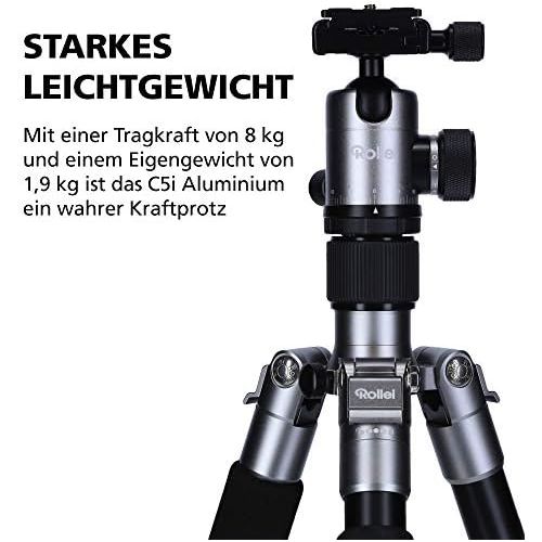  [아마존베스트]Rollei C5i, compact lightweight all-round photo tripod of aluminium with ball head and tripod bag, can be used as tripod, mini tripod, macro tripod and monopod, Arca Swiss compatib