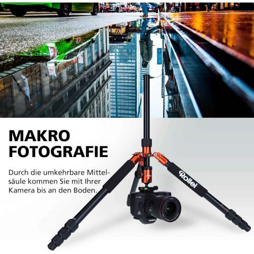  Rollei C5i - Aluminum Tripod with Panoramic Ball Head - Arca Swiss Compatible - Max. Load 8 kg - Orange