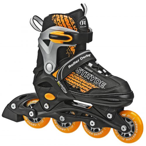  Roller Derby Stryde Boys Adjustable Inline Skates, Black/Orange, Size Medium 2-5