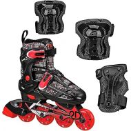 Roller Derby Falcon 2-in-1 Combo Quad and Inline Skates for Kids, Adjustable Sizing, Tri-Pack Protective Gear Included