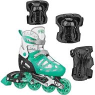 Roller Derby Tracer Girl’s Adjustable Inline Skates with Protective Gear, Adjustable Sizing, Tri-Pack Protective Gear Included