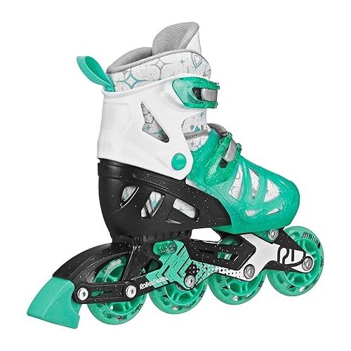  Roller Derby Tracer Girl’s Adjustable Inline Skates with Protective Gear, Adjustable Sizing, Tri-Pack Protective Gear Included