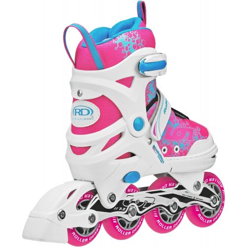  Roller Derby Girls ION 7.2 Adjustable Inline Skates White/Hot Pink/Turquoise