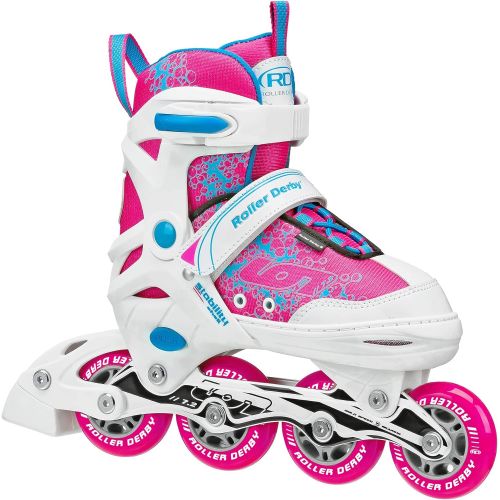  Roller Derby Girls ION 7.2 Adjustable Inline Skates White/Hot Pink/Turquoise