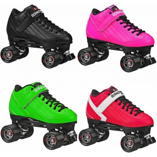  Roller Derby Elite Stomp Factor 5 Black Quad Skates Color Pink Size 4