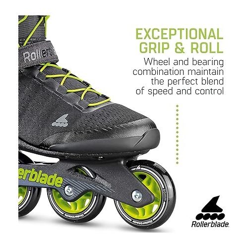 롤러블레이드 Rollerblade Zetrablade Elite Men's Adult Fitness Inline Skate, Black and Lime, Performance Inline Skates