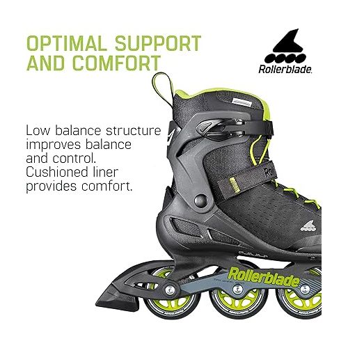 롤러블레이드 Rollerblade Zetrablade Elite Men's Adult Fitness Inline Skate, Black and Lime, Performance Inline Skates