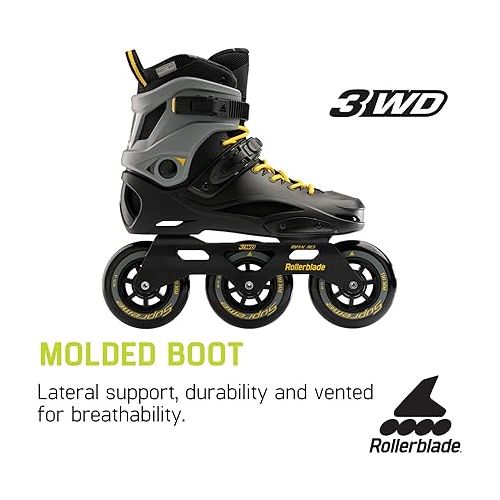 롤러블레이드 Rollerblade RB 110 Unisex Adult Fitness Inline Skate, Black/Saffron Yellow, Urban Performance Inline Skates