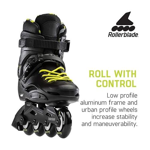 롤러블레이드 Rollerblade RB Cruiser Unisex Adult Fitness Inline Skate, Black/Neon Yellow, Urban Performance Inline Skates