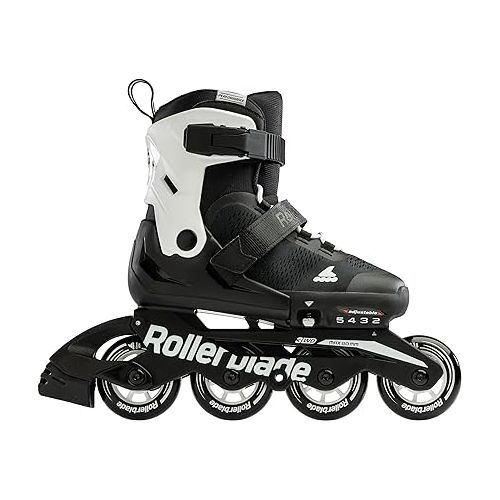 롤러블레이드 ROLLERBLADE Microblade Kids Adjustable Fitness Inline Skate, Black/White, Size 5-8