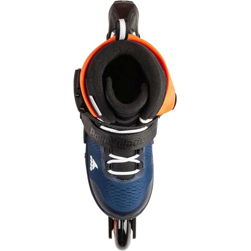 롤러블레이드 ROLLERBLADE Microblade Kids Adjustable Fitness Inline Skate, Blue/Orange, Size 5-8