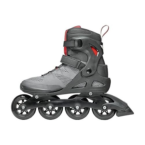 롤러블레이드 Rollerblade Macroblade 84 Men's Adult Fitness Inline Skate, Dark Gray & Red, Performance Inline Skates